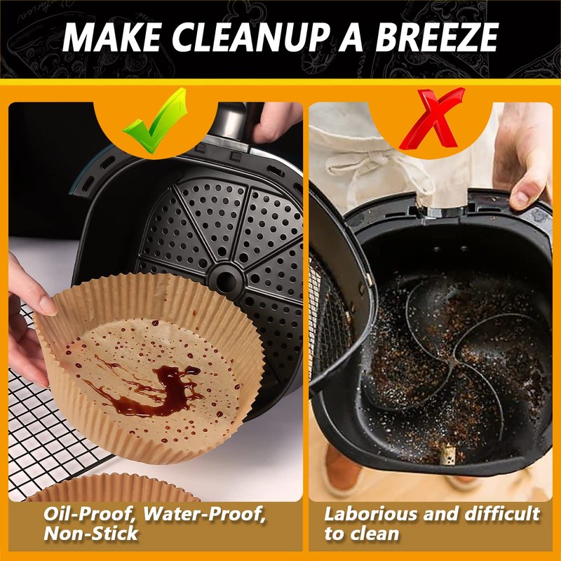 Air Fryer Liners Disposable for Ninja 4QT AF101, Airfryer Liners Round 9.5 Inch Air Fryer Paper Liners Non-stick Air Fryer Parchment Paper Liners Oil Resistant, Waterproof for 4-8Qt Basket