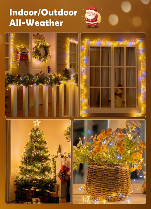 Fairy Lights Plug in, 10FT 200LEDs Twinkle String Lights, Ramadan Decorations Indoor Outdoor for Home Garden Stairs Table Tree, Waterproof, DIY Wreath, Christmas Decor