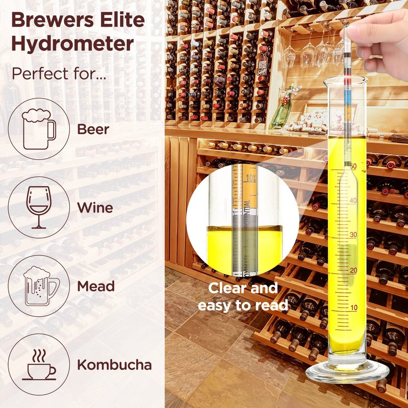 3 Packs Triple Scale Hydrometer with Cleaning Cloth for Wine Beer Mead Kombucha Brewer Elite Hydrometer Alcohol Measuring Tools Brewing Supplies Distilling Equipment for Home Tester