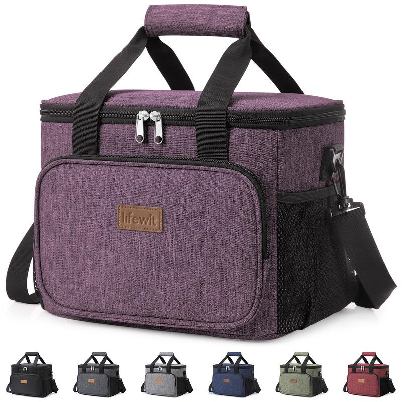 Lifewit Large Lunch Bag, Insulated Lunch Box, Soft Cooler Cooling Tote for Adult Men Women, Purple 24-Can (15L)