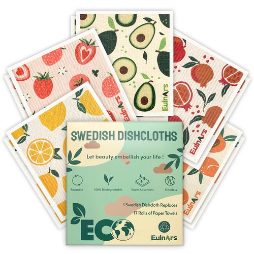 Eulnars Swedish Dishcloths for Kitchen, 10 Pack Reusable Paper Towels Washable, Soft Dish Towels for Kitchen, Super Absorbent Dish Cloths for Washing Dishes, Housewarming Gifts
