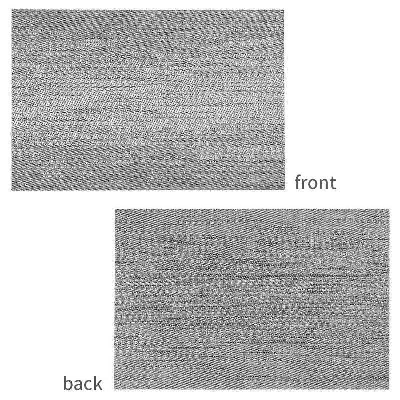 Leetaltree Grey Placemats, Heat Resistant Non-Slip Place mats for Dining Table, Washable Durable PVC Vinyl Woven Table Mats (Set of 24)