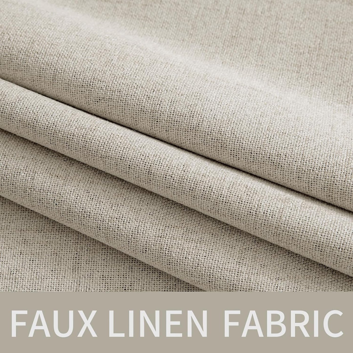 MIULEE 100% Blackout Linen Curtains - Thermal Insulated Cobblestone Drapes | 52 x 84 Inch (2 Panels)