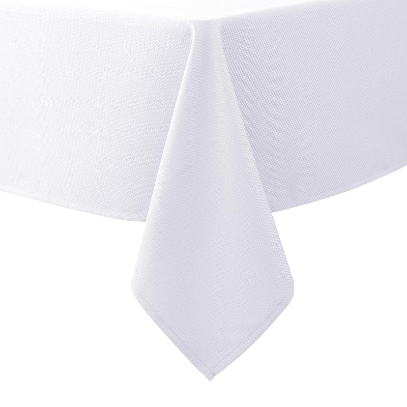 Biscaynebay Textured Fabric Tablecloths 90x156 Inches Rectangular, White Water Resistant Tablecloths for Dining, Kitchen, Wedding and Parties etc. Machine Washable