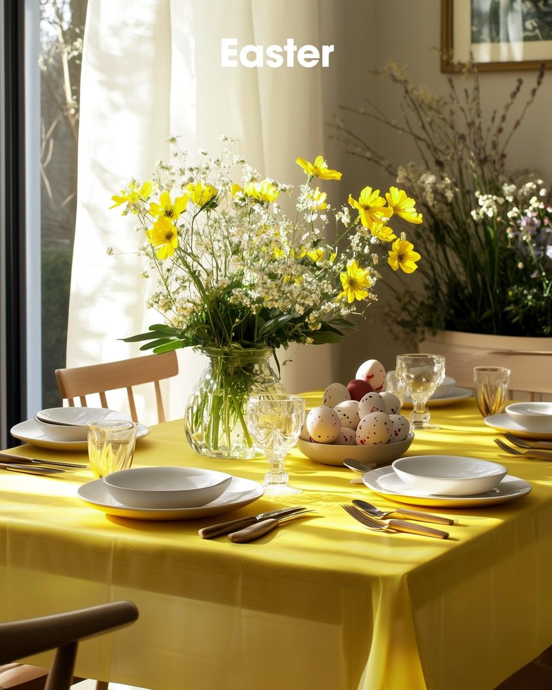 Pureegg Plastic Table Cloth Disposable 10 Pack, 54 x 108 Inch Table Cloths, Easter Party, Decorative Tablecloths, Rectangle, Lemon, Pastel Plastic Cover, Leakproof & Sturdy, Yellow