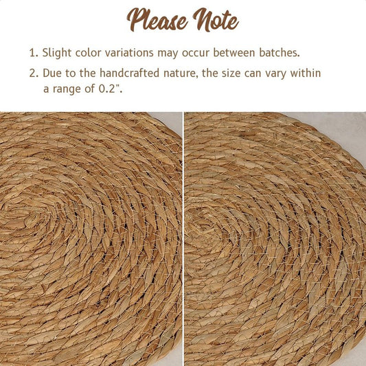 13 in Round Woven Placemats Plate Chargers Set of 10, Boho Farmhouse Rustic Woven Place Mats for Dining Table Decor, Rattan Wicker Table Mats Jute Braided Chargers for Dinner Plates