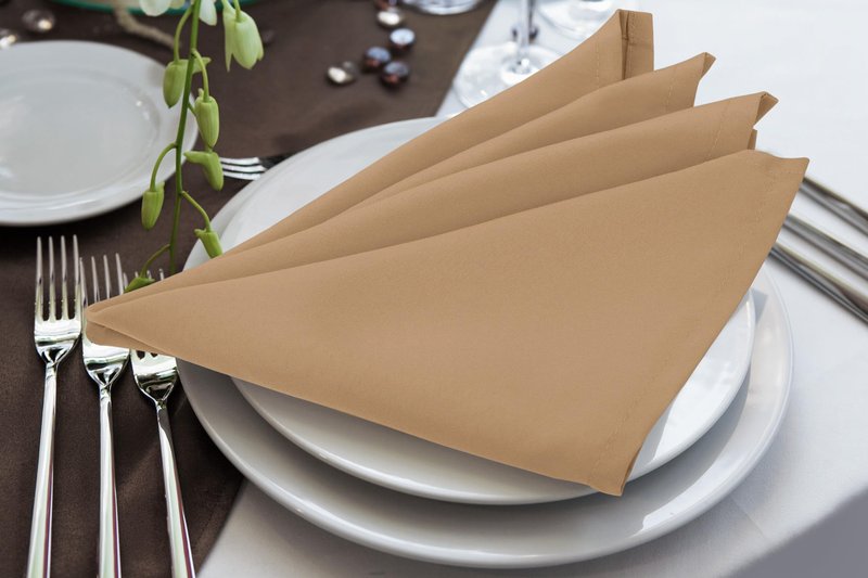 Utopia Home Beige Cloth Napkins (12 Pack, 18x18 Inches), Ideal Dinner Napkins for Party, Wedding and Lunch/Dinner