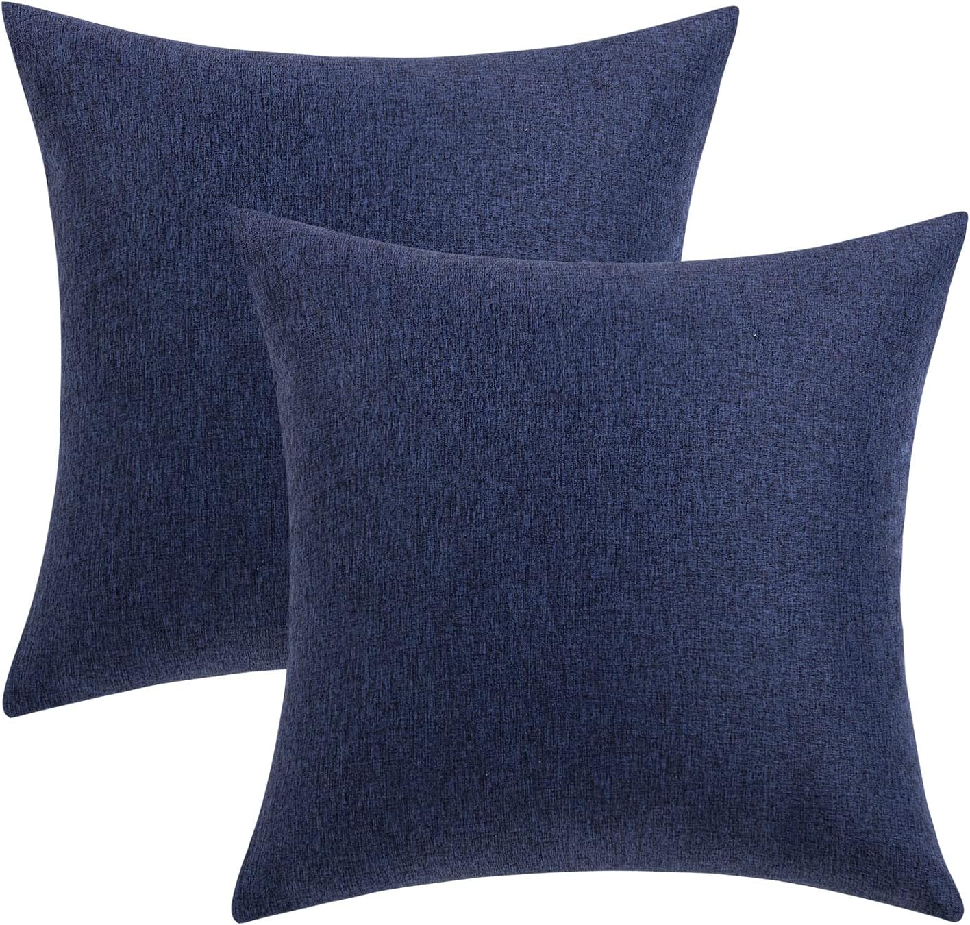 MIULEE Decorative Outdoor Throw Pillow Covers - Waterproof Faux Linen Cushion Cases | 26x26 Inch Navy (Pack of 2)