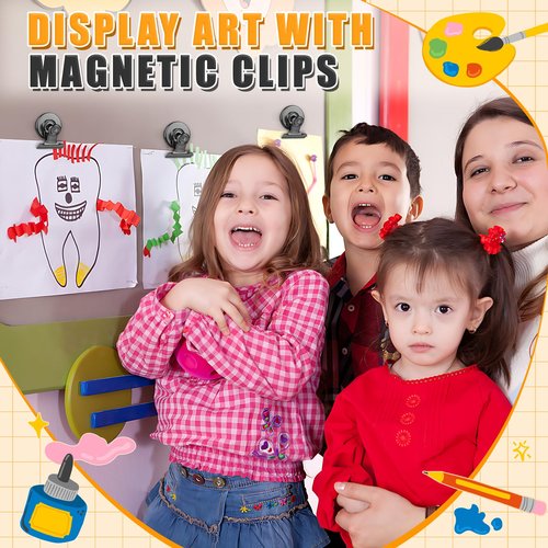 Grtard 12 Pack Magnetic Clips, Fridge Magnets Refrigerator Magnets, Strong Magnetic Clips Heavy Duty, Whiteboard Magnet Clip for Office Home Classroom Organization Kitchen Accessories(Black)