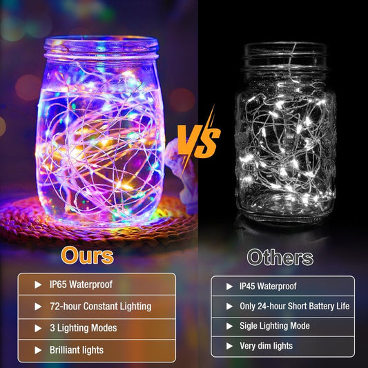 12 Pack Fairy Lights Battery Operated - 7ft 20 Led Twinkle Lights 3 Modes, Multi-Colored Bulk Mini String Lights Waterproof for Mason Jars Vases DIY Party Wedding Decoration Easter