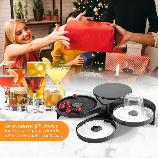 MAOPINER 3-Tier Bar Glass Rimmer Bartender Tool with Sponge, 3-Tray Black Plastic Glass Rimming Sugar Lime Juice Salt Glass Rimmer Tray for Cocktails Margaritas Bloody Marys and Gimlets