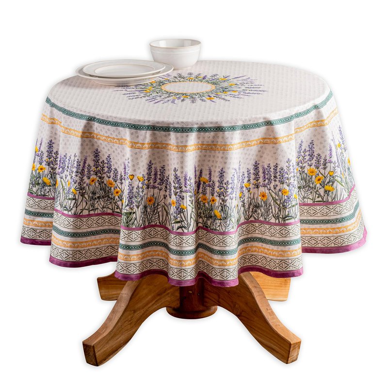 Maison d' Hermine Table Cloth Round Table 100% Cotton 69 Round Inches Tablecloth Reusable Decorative for Dining Kitchen Room Farmhouse Home Gifts for Mothers Day Spring Summer - Fanny Lavender
