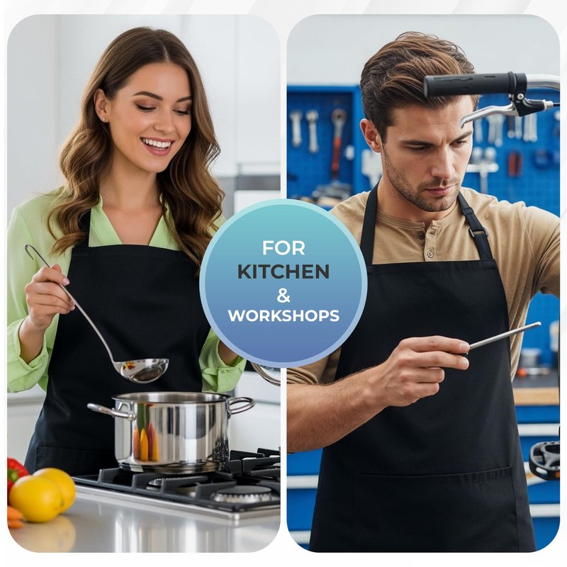 Utopia Kitchen 4 Pack Bib Apron, Adjustable with 2 Pockets, Water and Oil Resistant, Kitchen Cooking Unisex Chef Apron for Women Men, Black