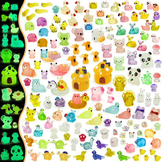Tardigrade Mini Resin Animals Variety Pack - 150 Pcs Luminous Glow in The Dark Figurines | 48 Unique Types for Garden Decor