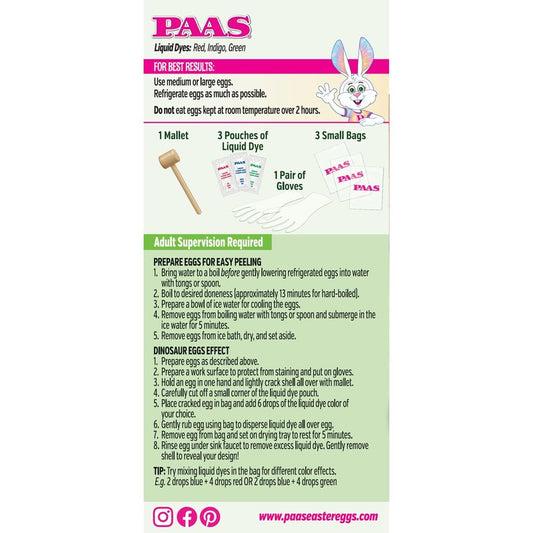 PAAS Dinosaur Eggs Easter Egg Decorating Kit – Fun & Creative Dinosaur Crack, Dye, and Peel Designs for Easter Eggs with Liquid Dyes and Tools
