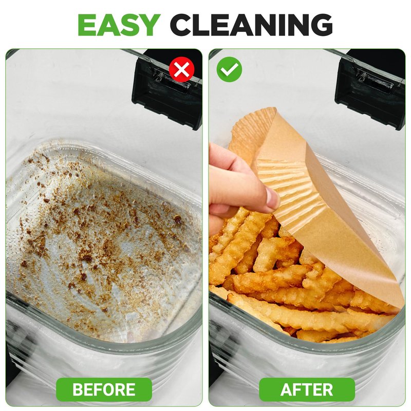 NutriChef 50-pcs Air Fryer Paper Liners - Square Disposable Parchment Liner | Non-Stick, Oilproof & Waterproof | Fits 5.8 QT Glass Pot | Airfryer Liners for Air Fryers, Ovens, Grilling & Baking