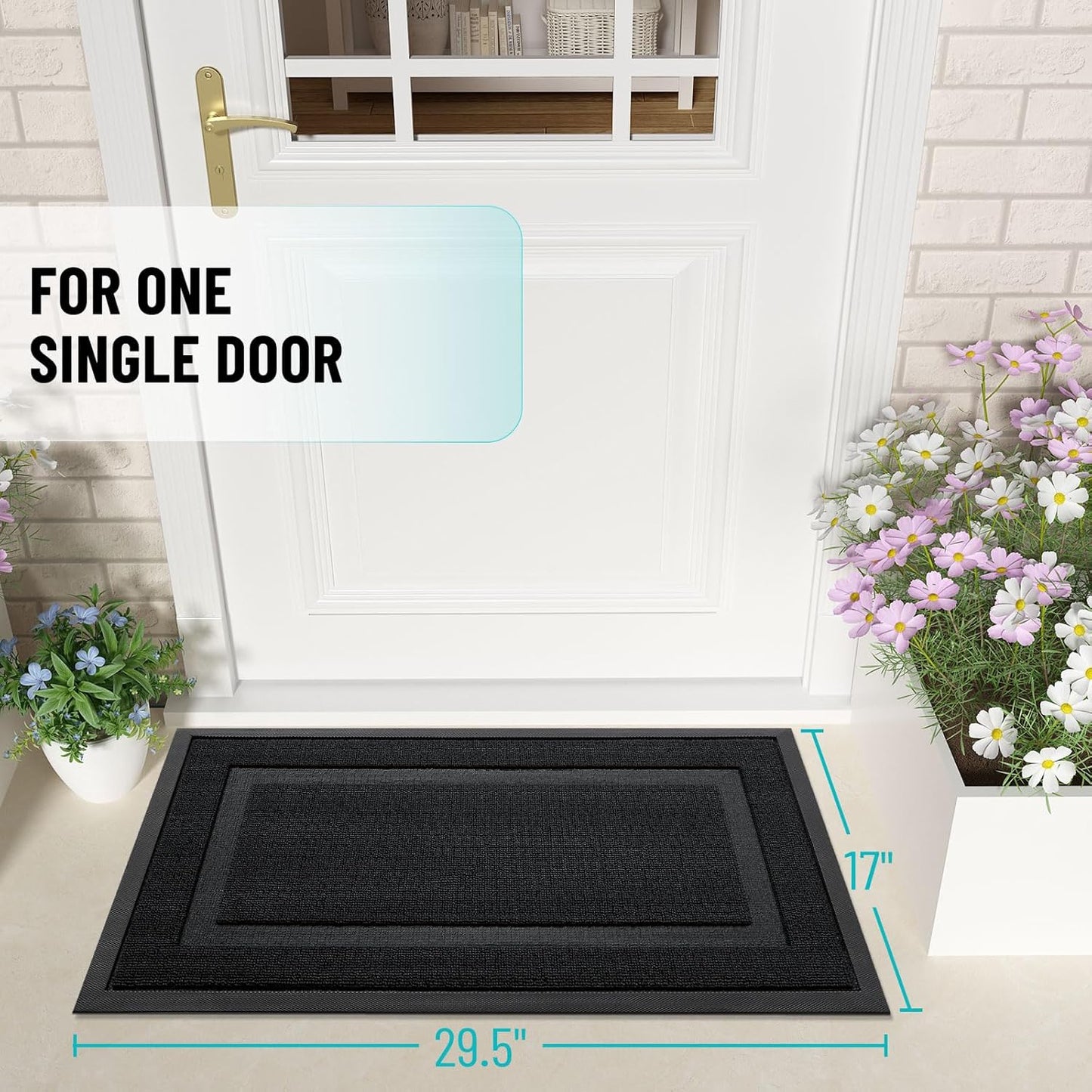 OLANLY Waterproof Front Door Mat - All-Season, Sturdy Natural Rubber, Easy Clean | 29.5x17, Jet Black
