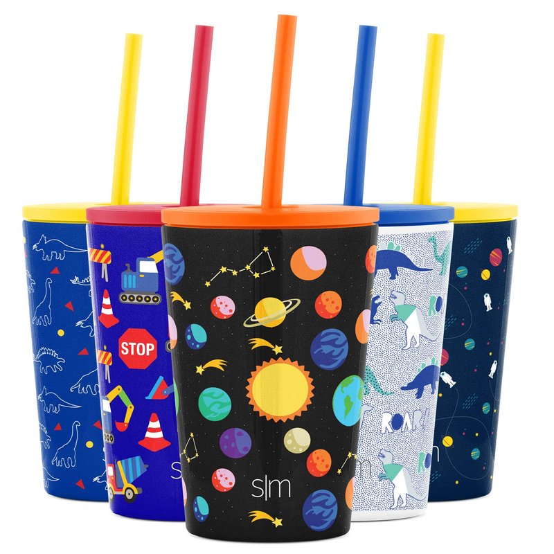 Simple Modern Toddler Cup with Lid and Silicone Straw | Kids Water Bottle Tumbler Insulated Stainless Steel Thermos | Classic Collection | 12oz, Solar System