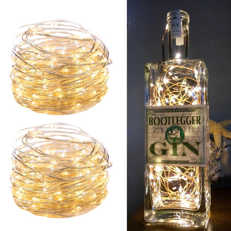 2Pack Fairy Lights Plug in, 33Ft 100 LEDs Waterproof Silver Wire Firefly Lights, Adaptor Included, Starry String Lights for Wedding Indoor Outdoor Christmas Patio Garden Decoration, Warm White