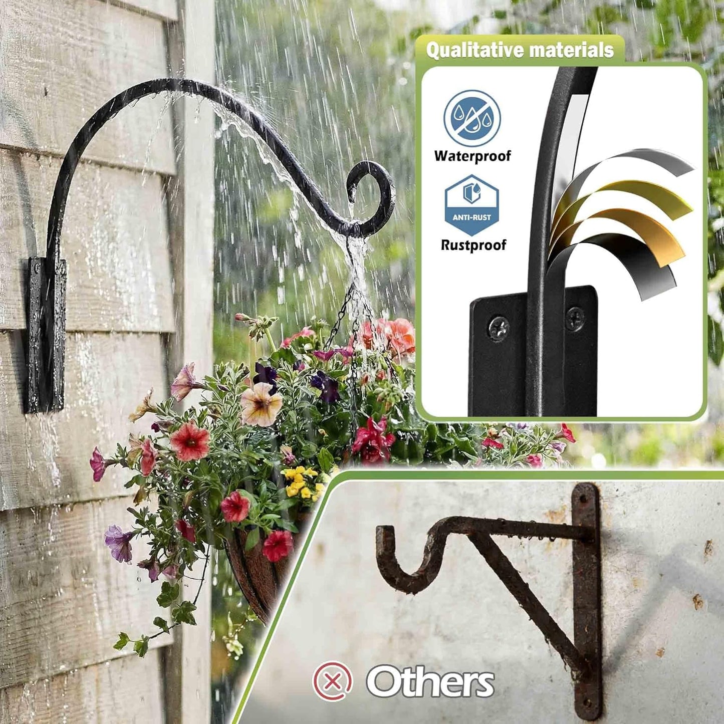 Qiang Ni Heavy-Duty Plant Hanger - 16-Inch Metal Wall Mount Bracket for Indoor/Outdoor Use