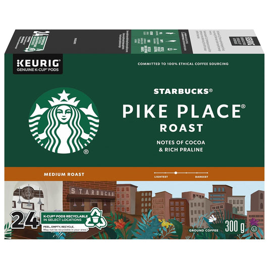 Starbucks® Pike Place Single-Serve Coffee K-Cup® - Convenient Carton of 24 Pods