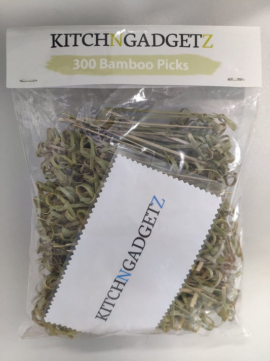 Bamboo Cocktail Picks - 300 Pack - 4.1 inch - With Looped Knot - Great for Cocktail Party or Barbeque Snacks, Club Sandwiches, etc. - Natural Bamboo - Keeps Ingredients Pinned Together - Stylish