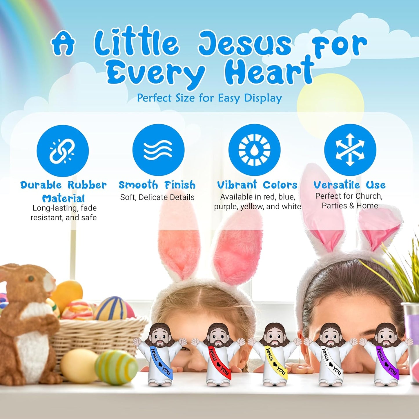 Little Jesus Figures | 300 Mini Jesus Figurines for Easter Egg Stuffers & Religious Gifts - Multicolor