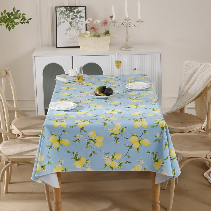 Walrus Heavy Duty Vinyl Tablecloth with Flannel Backing Waterproof Oil-Proof Plastic Table Cloth Stain-Resistant Wipeable Rectangle or Square Table Cover for Indoor and Outdoor (Lemon, 60x102 Inch)