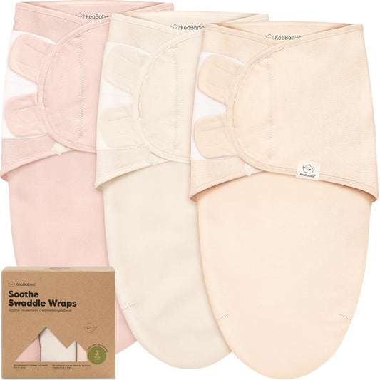Skiennix Organic Baby Swaddle Sleep Sacks - Soft & Snug for Newborns 3-6 Months | 3-Pack, Angelic Color