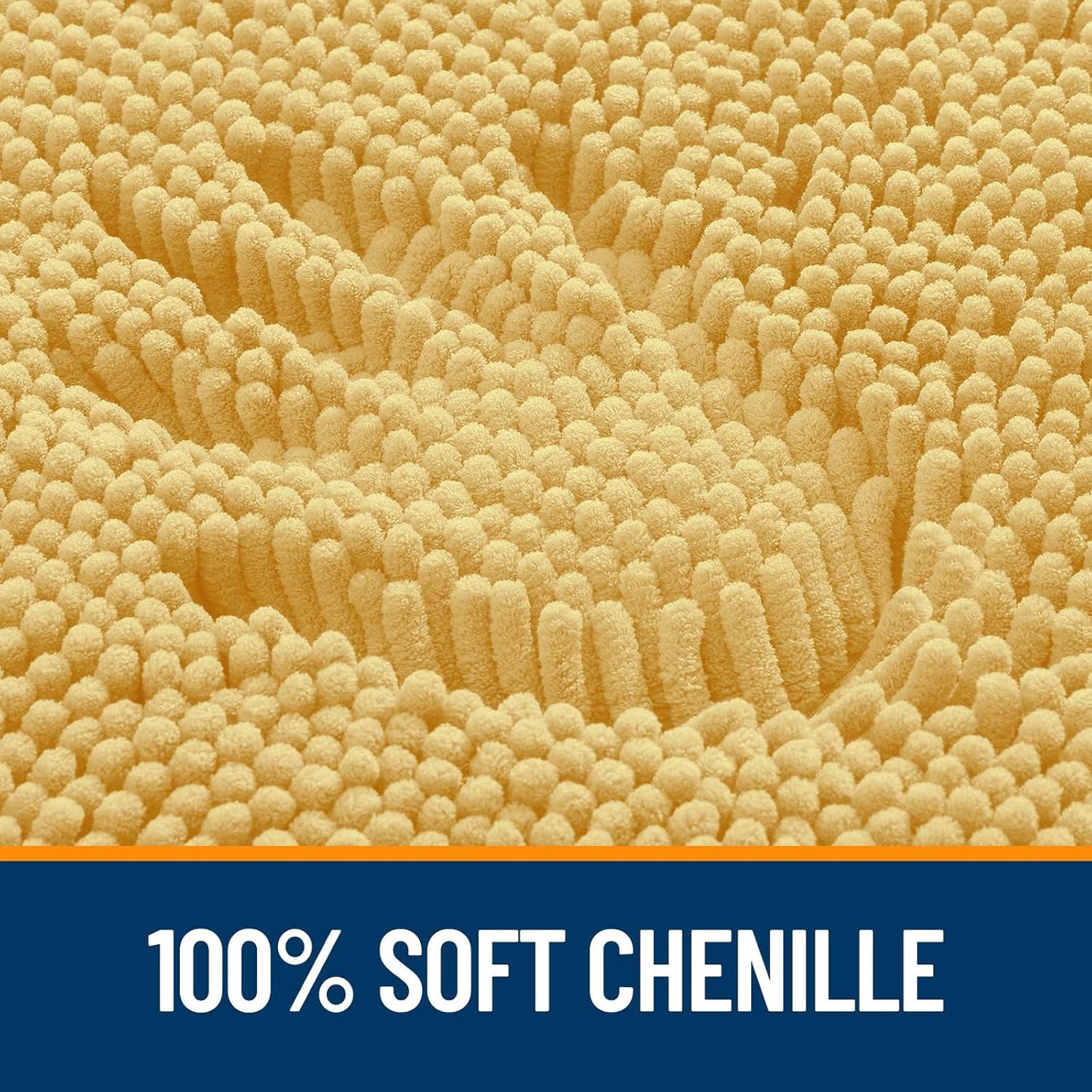 OLANLY Bathroom Runner Rugs - Extra Soft Chenille Bath Mats | Quick-Dry, Machine Washable, 44x24, Yellow