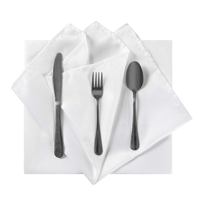 Cloth Napkins 17x17 inch Washable Polyester Dinner Napkins Soft Table Napkins for Wedding Party Dining Banquet(White,25PCS)