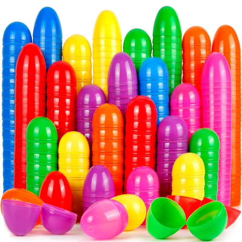 OCTERIC 120Pcs Easter Eggs, 2.3" Fillable Bright Colors Plastic Easter Eggs Empty for Easter Hunt, Easter Basket Stuffers, Party Favor, Classroom Prize Supplies