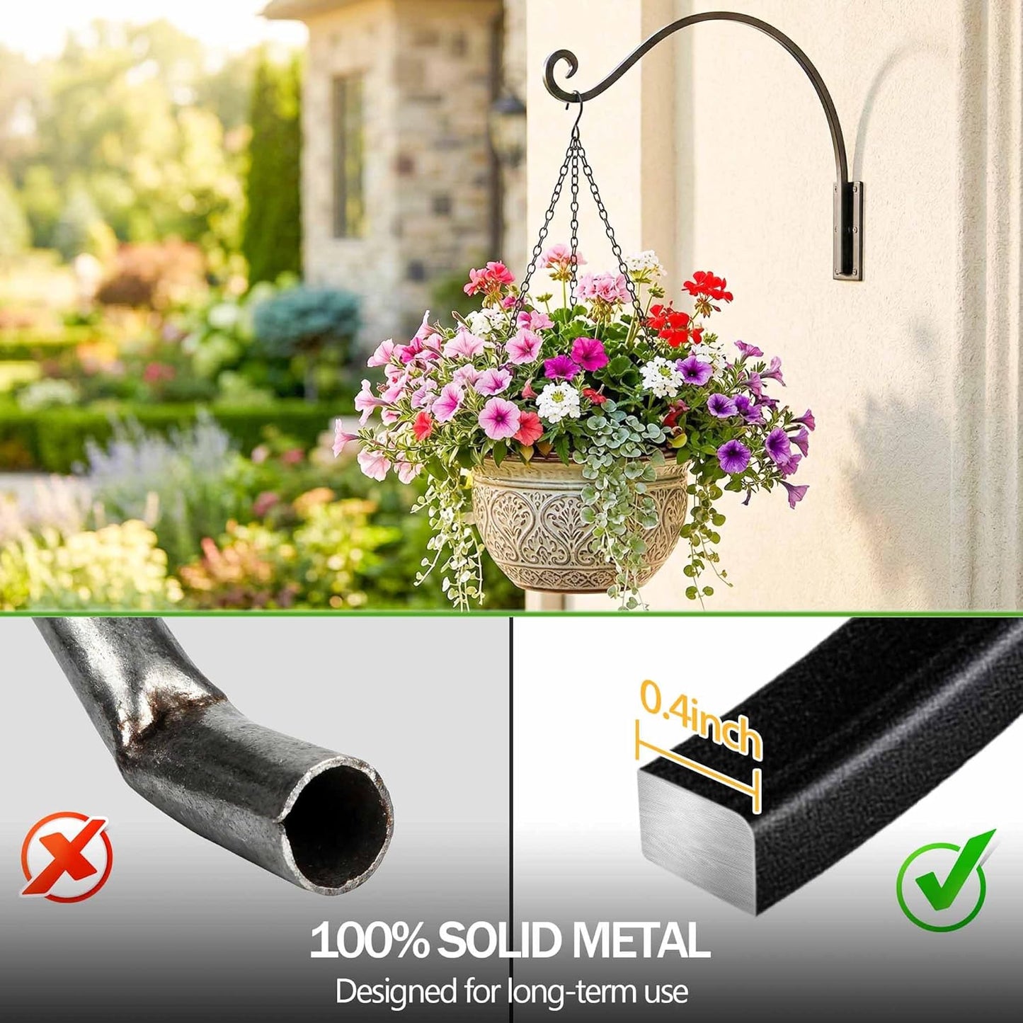 Qiang Ni Heavy-Duty Plant Hanger - 16-Inch Metal Wall Mount Bracket for Indoor/Outdoor Use
