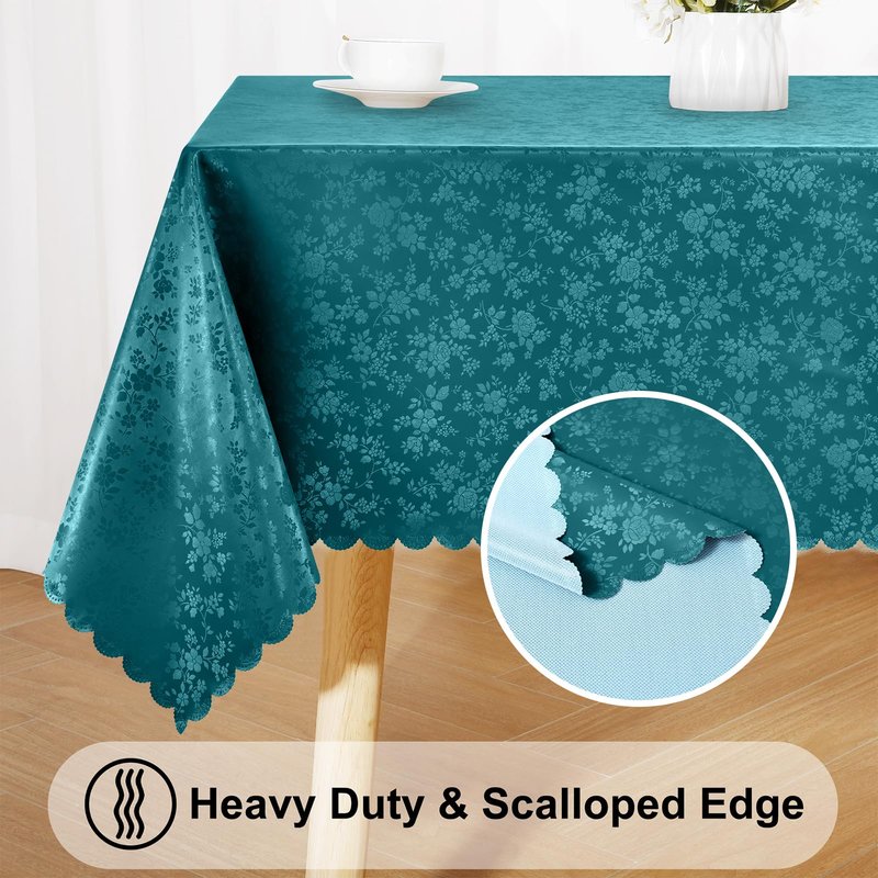 Smiry Square Table Cloth, Waterproof Heavy Duty Vinyl Tablecloths, Wipeable Washable Table Cover for Kitchen and Dining Room (Emerald Green, 70" x 70")