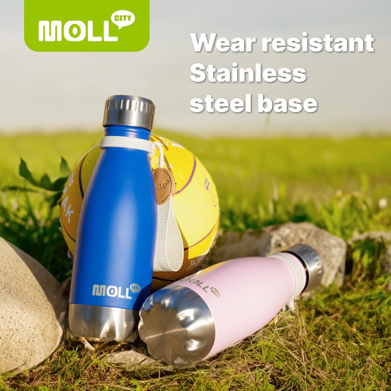 Mollcity 9 oz Water Bottle Stainless Steel Double Wall Vacuum Insulated Sports Water Bottle for Kids, Small Mini Cola Shape Water Bottle Leak Proof (Purple-Royal Blue)