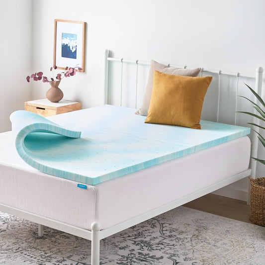 Linenspa 2 Inch Gel Memory Foam Mattress Topper - Twin Size, Cooling & Pressure Relieving | CertiPUR Certified