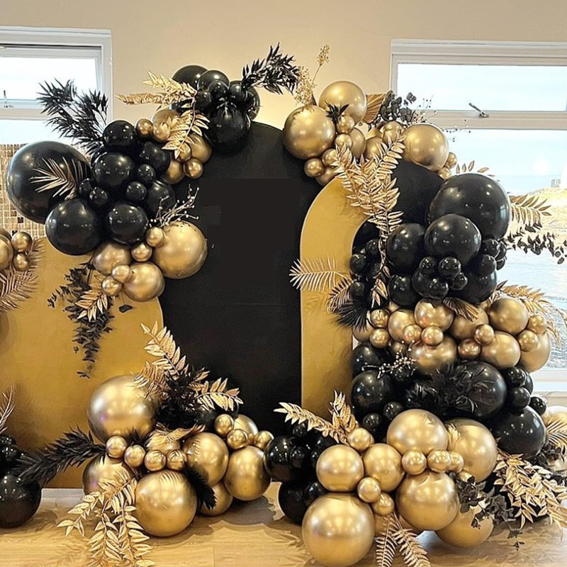 YMSZ Black and Gold Balloons, Black and Metallic Gold Balloons Garland Arch Kit for Birthday, 2026 New Years, Graduation Anniversary Decorations Supplies