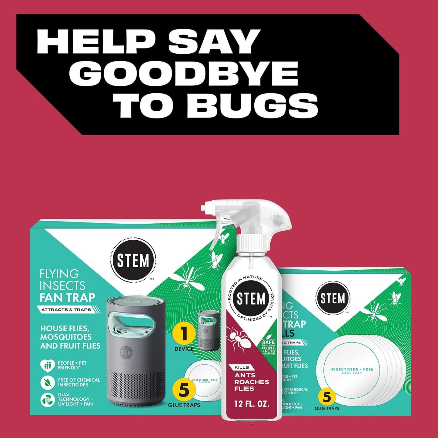 STEM Bug Spray - Plant-Based Insecticide for Ants, Roaches & Flies | 12 fl oz (Indoor & Outdoor Use)