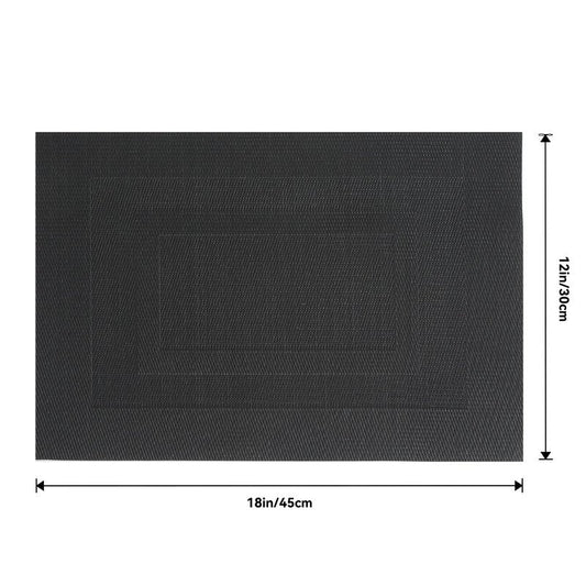 Leetaltree Black Frame Placemats Set of 8 - Heat Resistant Non-Slip Place mats for Dining Table, Washable Durable PVC Vinyl Woven Table Mats（Black Frame, 8）