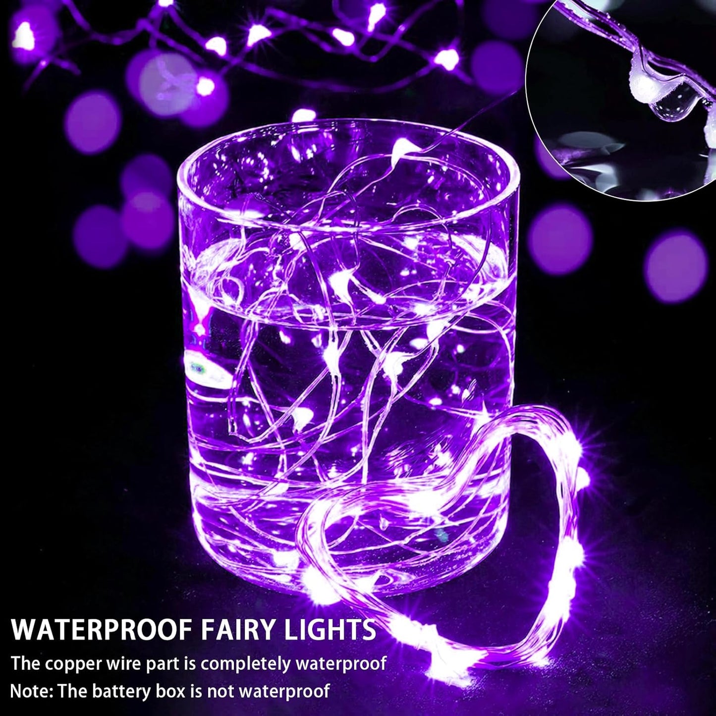 Skiennix 50 Pack Purple Fairy Lights - 7Ft 20 LED Twinkle String Lights | Battery Operated & Waterproof for Weddings, Parties, and Decor