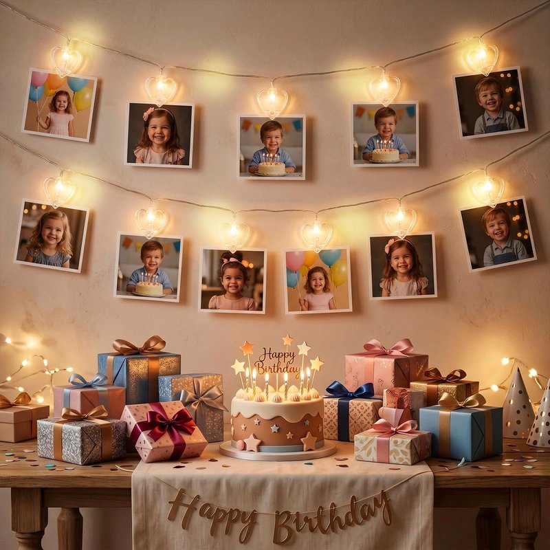 20 Photo String with Clips for Hanging Pictures,9.85Ft Clear Photo Clip Lights for Indoor/Outdoor Wall Bedroom Wedding Birthday Party Home Decorations (Heart)