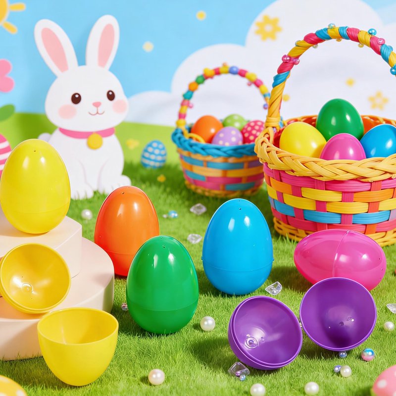 WODCM 24 Pack of 3.15" Fillable Plastic Easter Eggs 6 Vibrant Styles for Easter Hunts Basket Stuffers Party Favors and Classroom Prizes