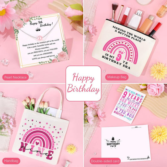 JTENGTOP 9 Year Old Beautiful Teen Girl Birthday Gifts Ideas, Gift Gifts for 9 Year Old Sweet Teen Girls, Top 9th Birthday Decorations Basket Set of 6