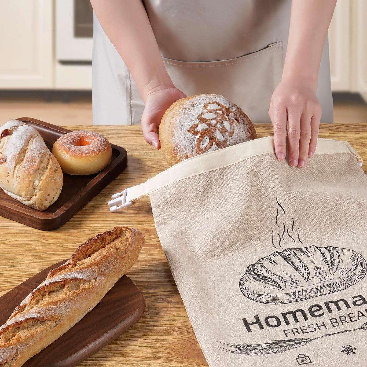 Beeswax Bread Bags by [Brand Name] - Reusable Organic Linen for Sourdough | 17 x 12.6 Inches, Freezer-Friendly