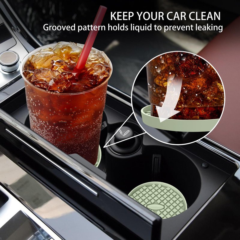 ME.FAN Car Cup Coasters [4 Pack] Silicone Car Coasters/Cup Mats, Non-Slip Recessed Car Interior Accessories Desert Sage