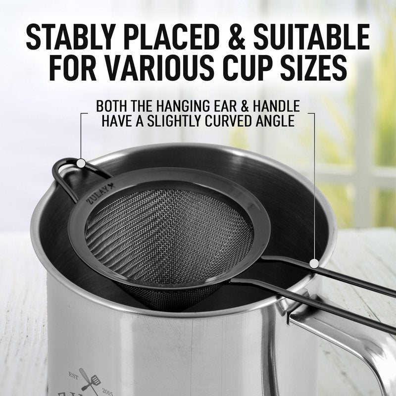 Zulay Stainless Steel Small Strainer - Effective Cone Shaped Cocktail Strainer For Cocktails, Tea Herbs, Coffee & Drinks - Fine Mesh Strainer That Is Rust Proof & Great As A Tea Strainer (Gold)