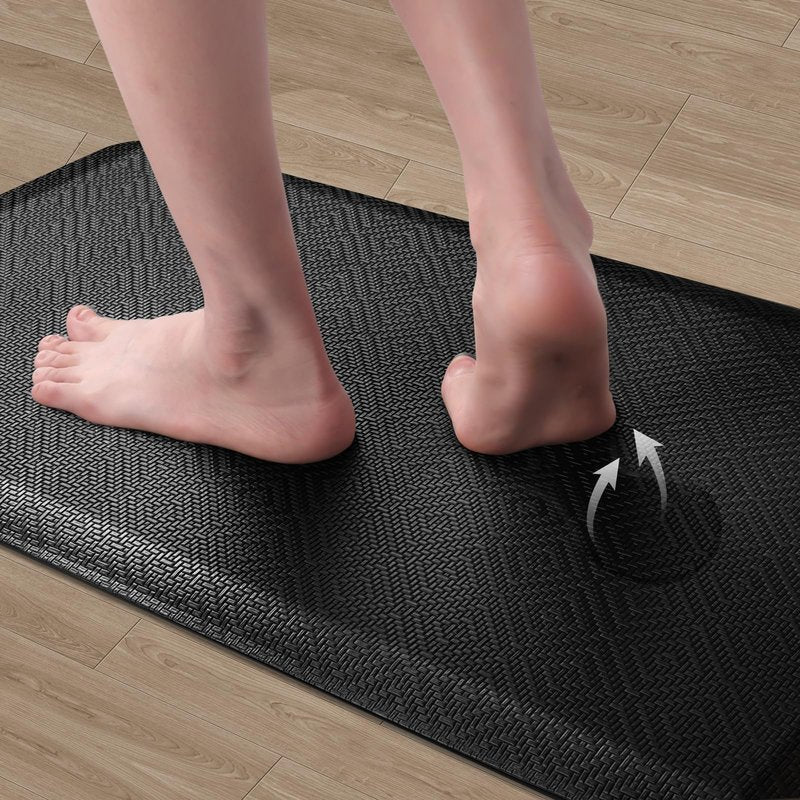 Mattitude Kitchen Mat Cushioned Anti-Fatigue Floor Mat Water Resistant Non-Slip Mats and Rugs Standing and Comfort Desk Mats for House Sink Office Laundry (Black, 17.3"x28")