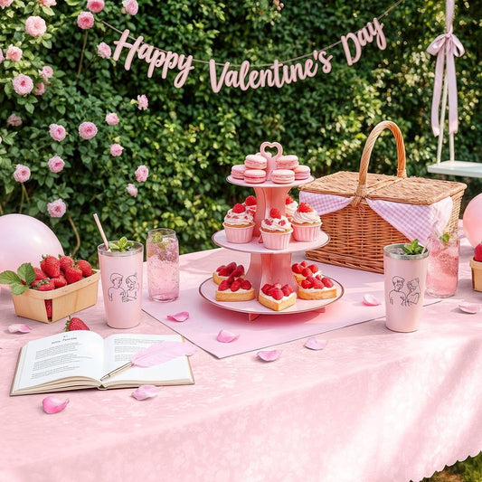 Smiry Square Table Cloth, Waterproof Heavy Duty Vinyl Tablecloths, Wipeable Washable Table Cover for Kitchen, Dining Room & Valentines(Pink, 54" X 54")