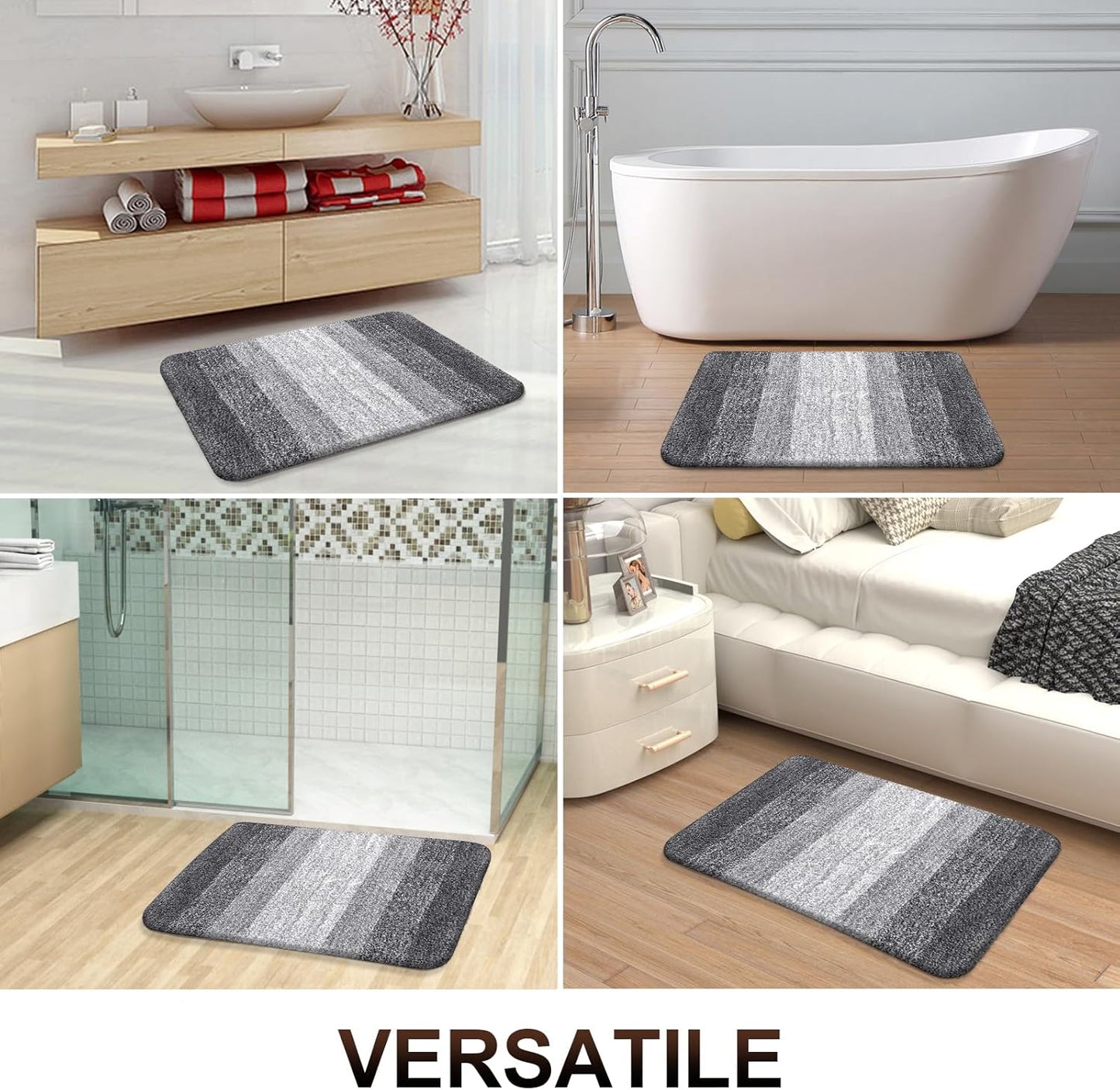 OLANLY Large Bathroom Rugs - Extra Soft Microfiber Mat 50x30 | Quick Dry, Machine Washable, Grey
