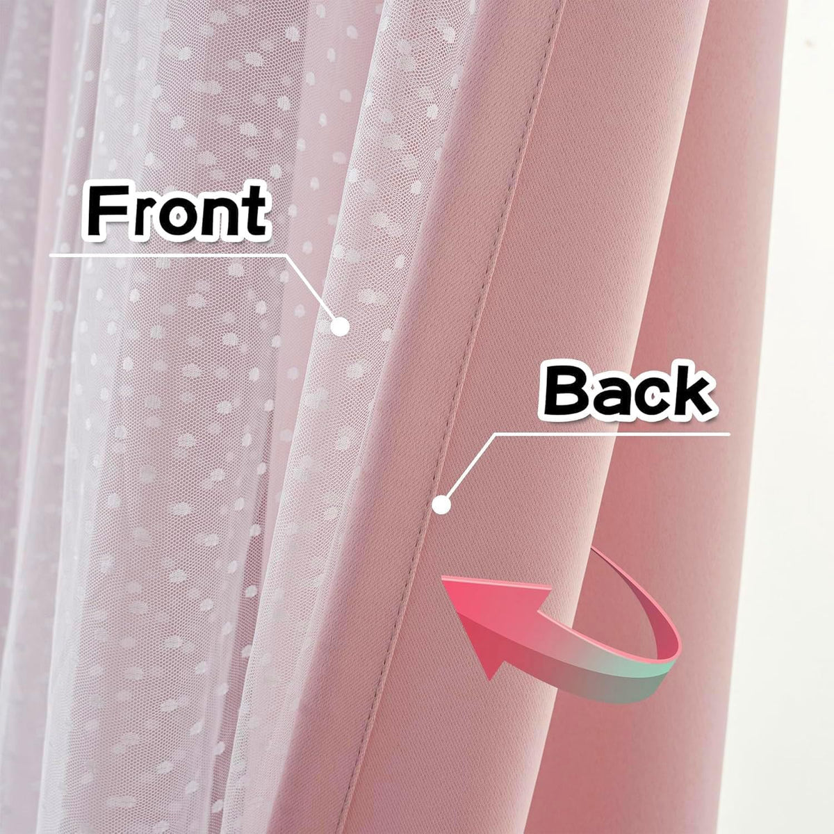 MYSKY HOME Pink Blackout Curtains - Double Layer Drapes with Polka Dots | 52x84 Inch, 2 Panels for Girls' Bedroom